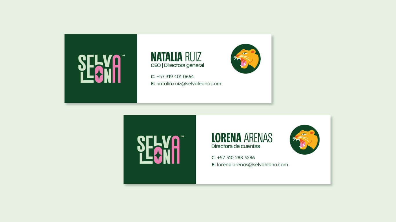 Branding Selva Leona tarjetas de presentacion